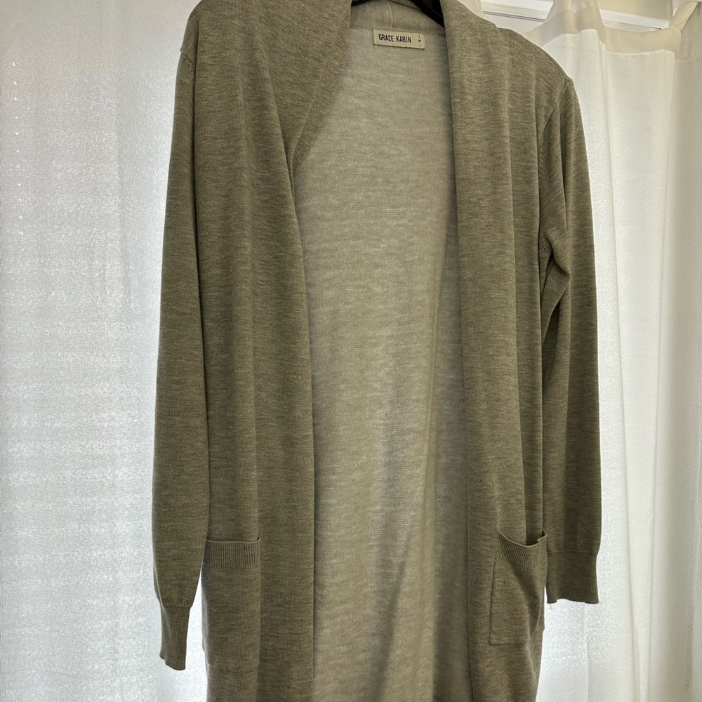 Grace Karin Khaki Women's Cardigan Sweater